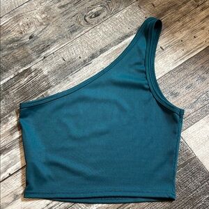 SHEIN Teal Asymmetrical Crop Top